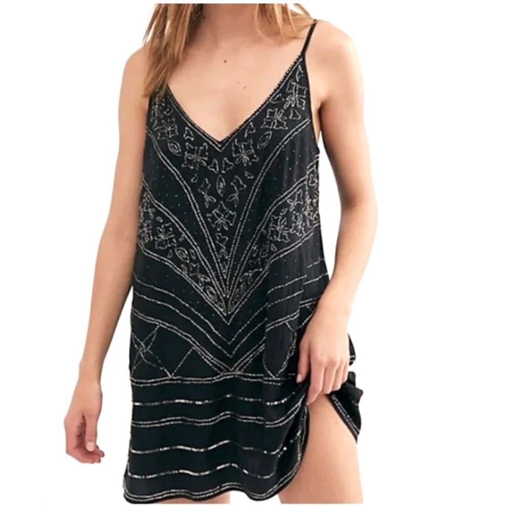 Free People Beaded V-neck Dress